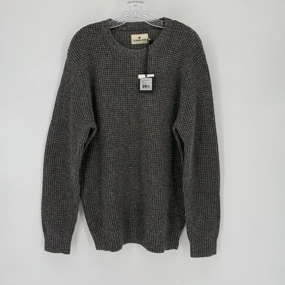 The Normal Brand Mens Seawool Nep Crew Sweater Grey Waffle Knit XL - Picture 2 of 6